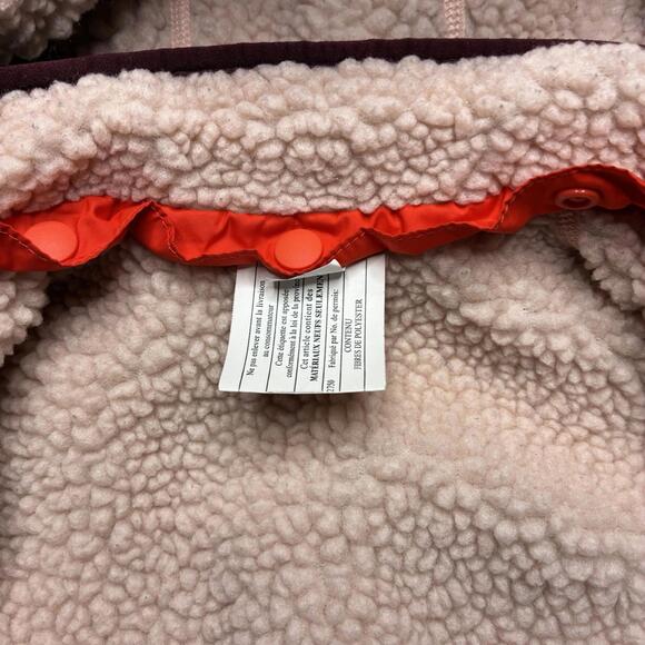 Patagonia Girls Reversible Tribbles Hoody Jacket 12-18 Month Pink Burgundy Owls - Picture 6 of 12